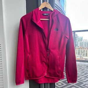 Women's Magenta North Face Hooded Zip Up